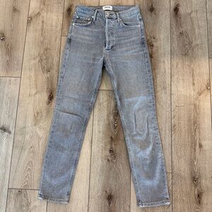 Agolde Nico High Rise Slim Risk Wash Grey Denim Jeans Button Up Skinny 23